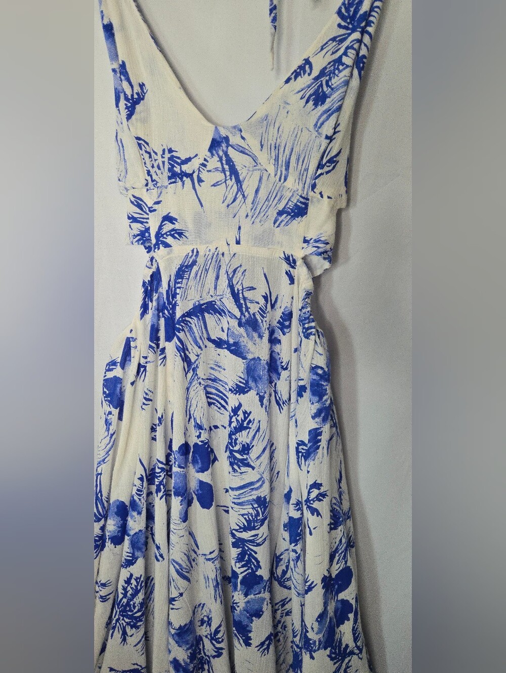 Free People Lille Printed Blue White Botanical Floral Halter Maxi Dress XS - Picture 4 of 11
